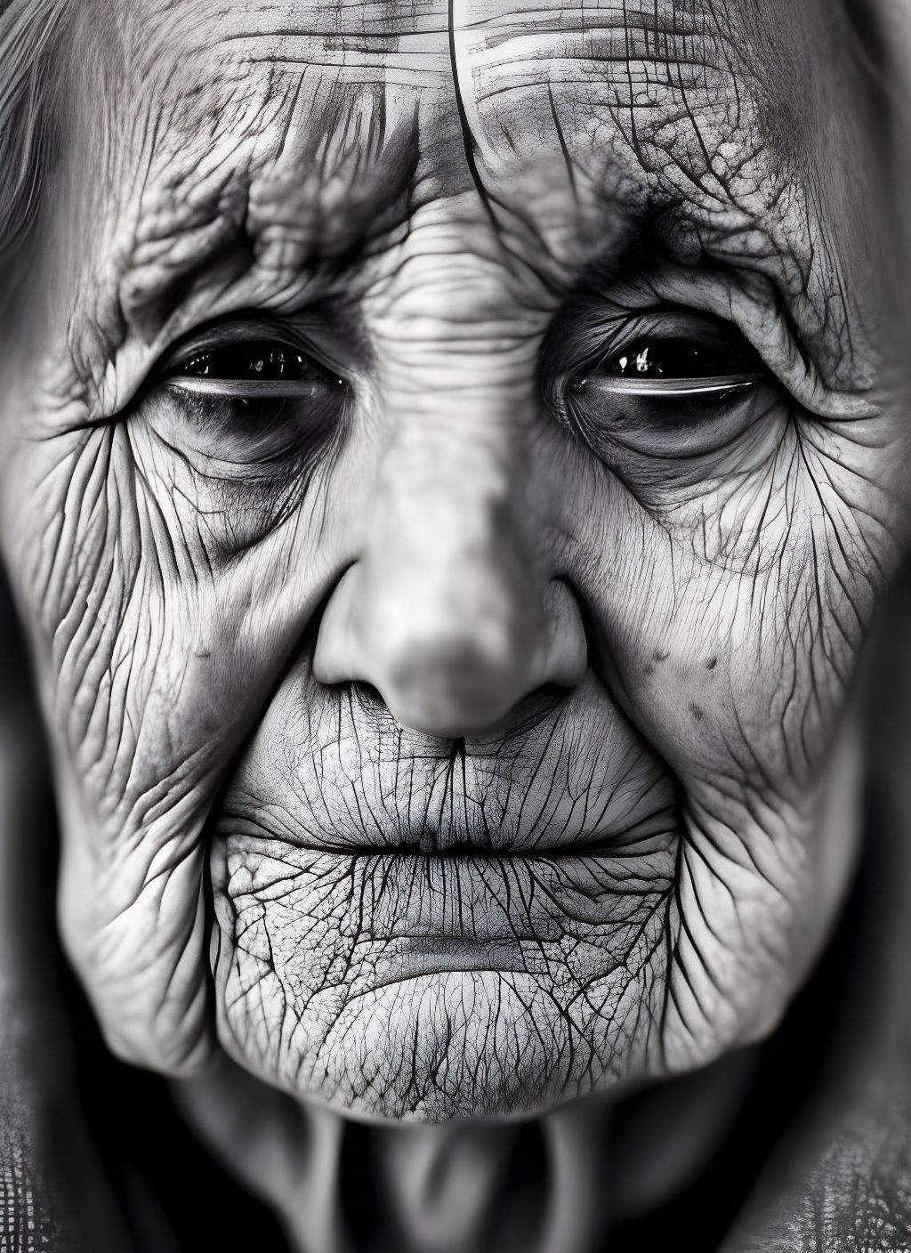 Striking Close-Up Portrait of an Old Woman