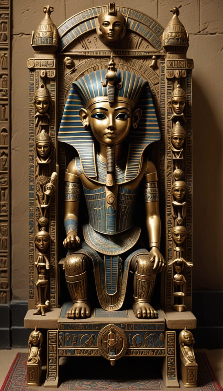 Egyptian Throne Filled with Creepy Dolls in Ancient Egyptian...