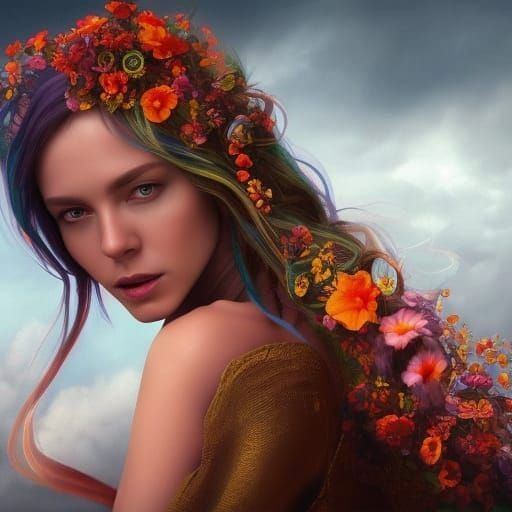 Floral Digital Collage Art Masterpiece in 8k
