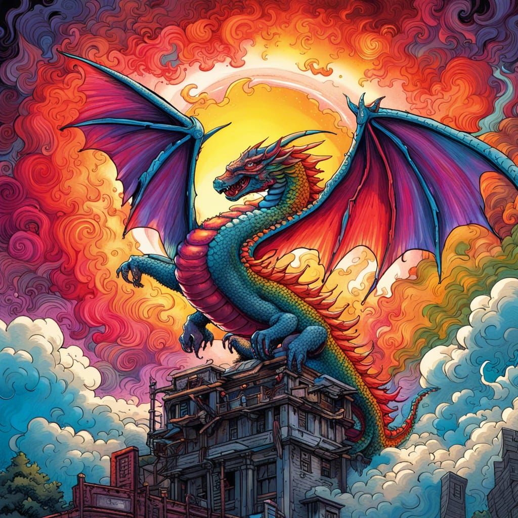 Love Dragon Flight to Rainbow Moon: Street Art