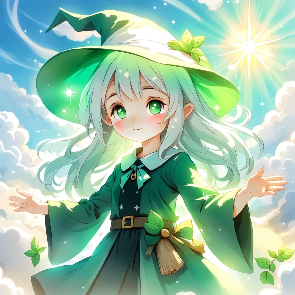 Cute White-Haired Witch in Dreamy Style