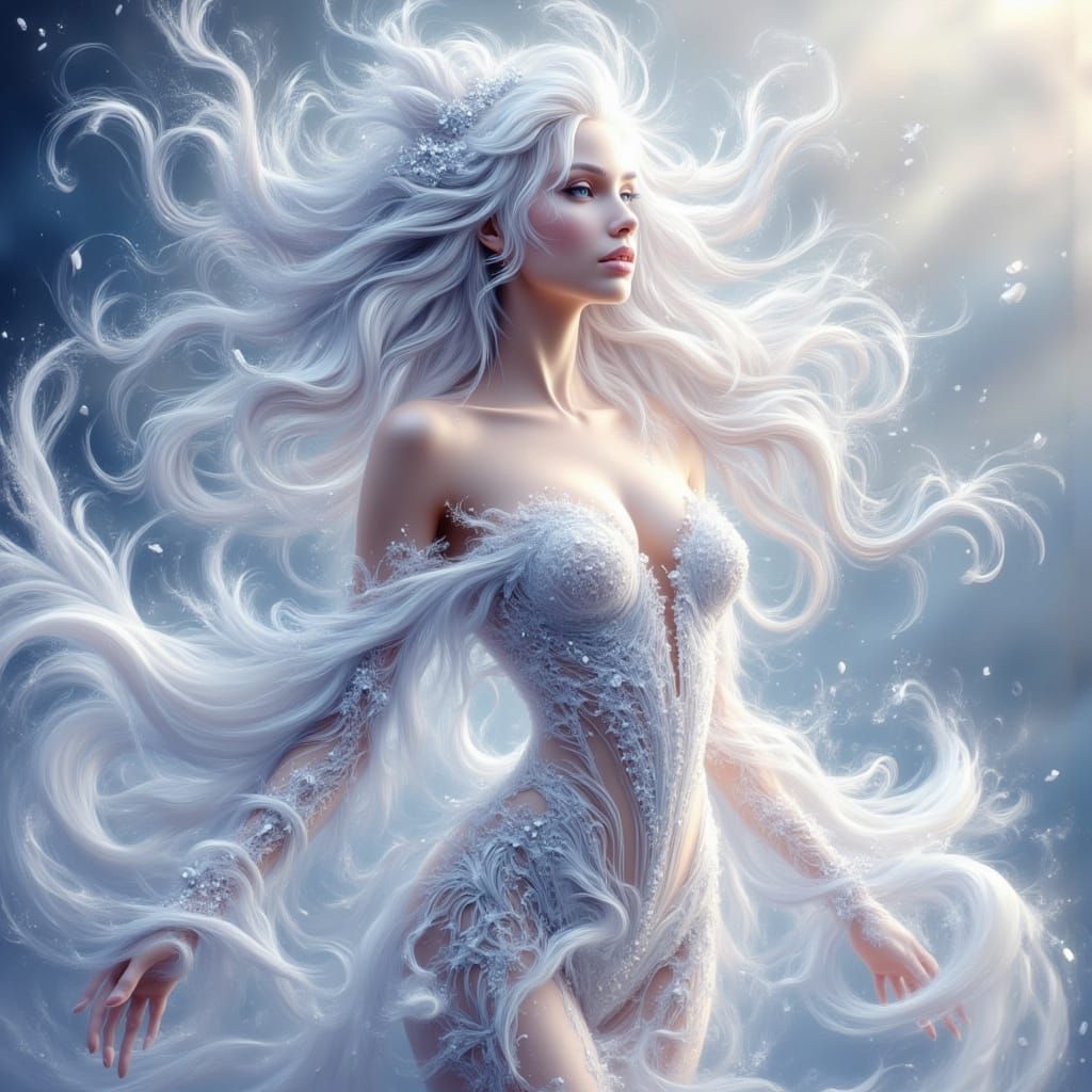 Diamond-Skinned Woman in White Jumpsuit