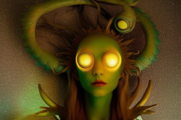 Celestial Woman in Lupine Sun and Moon Star