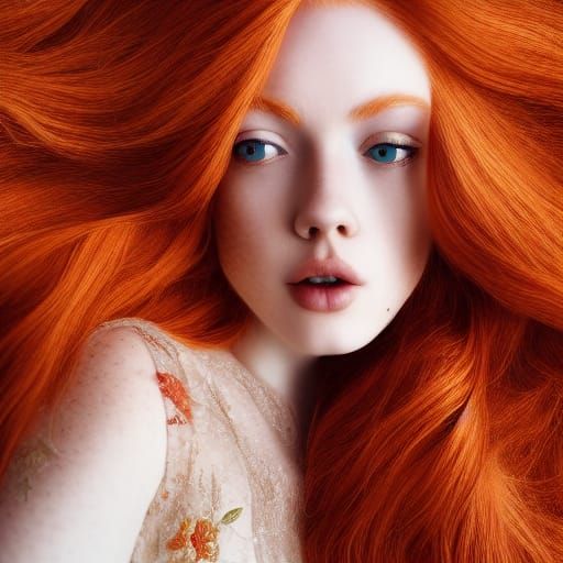 Ginger Pixie Princess Portrait in Film Noir Style