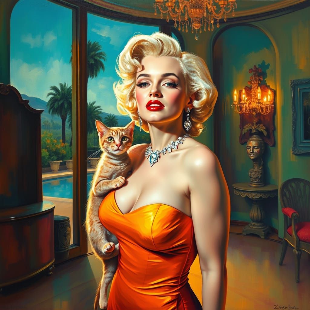 Marilyn Monroe Shines in Opulent Evening Gown in Neo-Express...