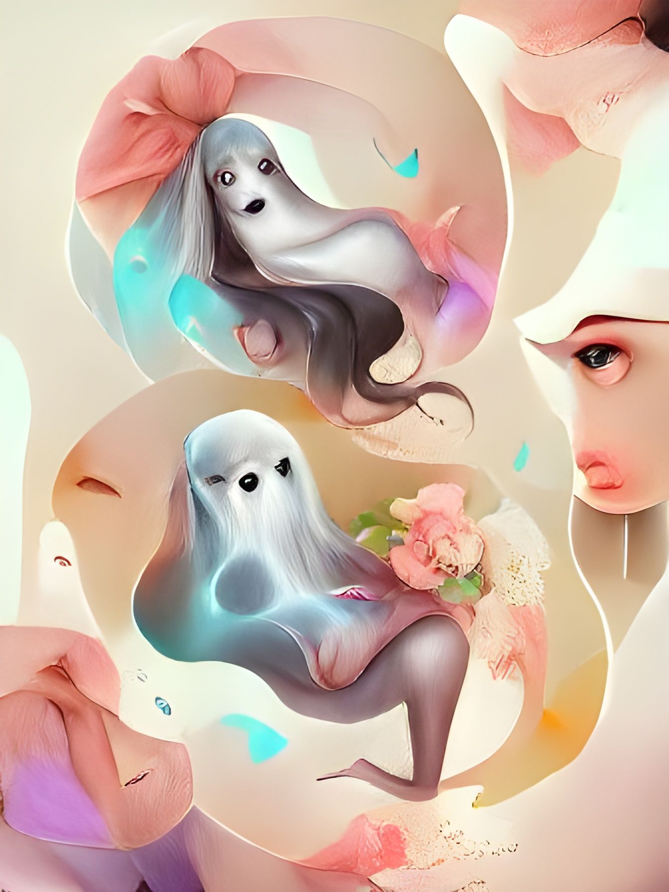 Ethereal Ghost: Feminine Art Illustration