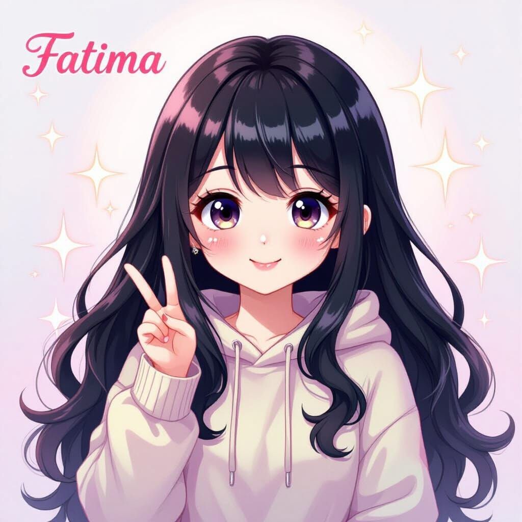 Kawaii Anime Girl with Sparkling Eyes in Digital Art