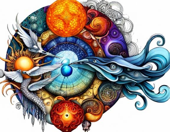 Fractal Metatron Cube with Zodiac and Skeletal Elements