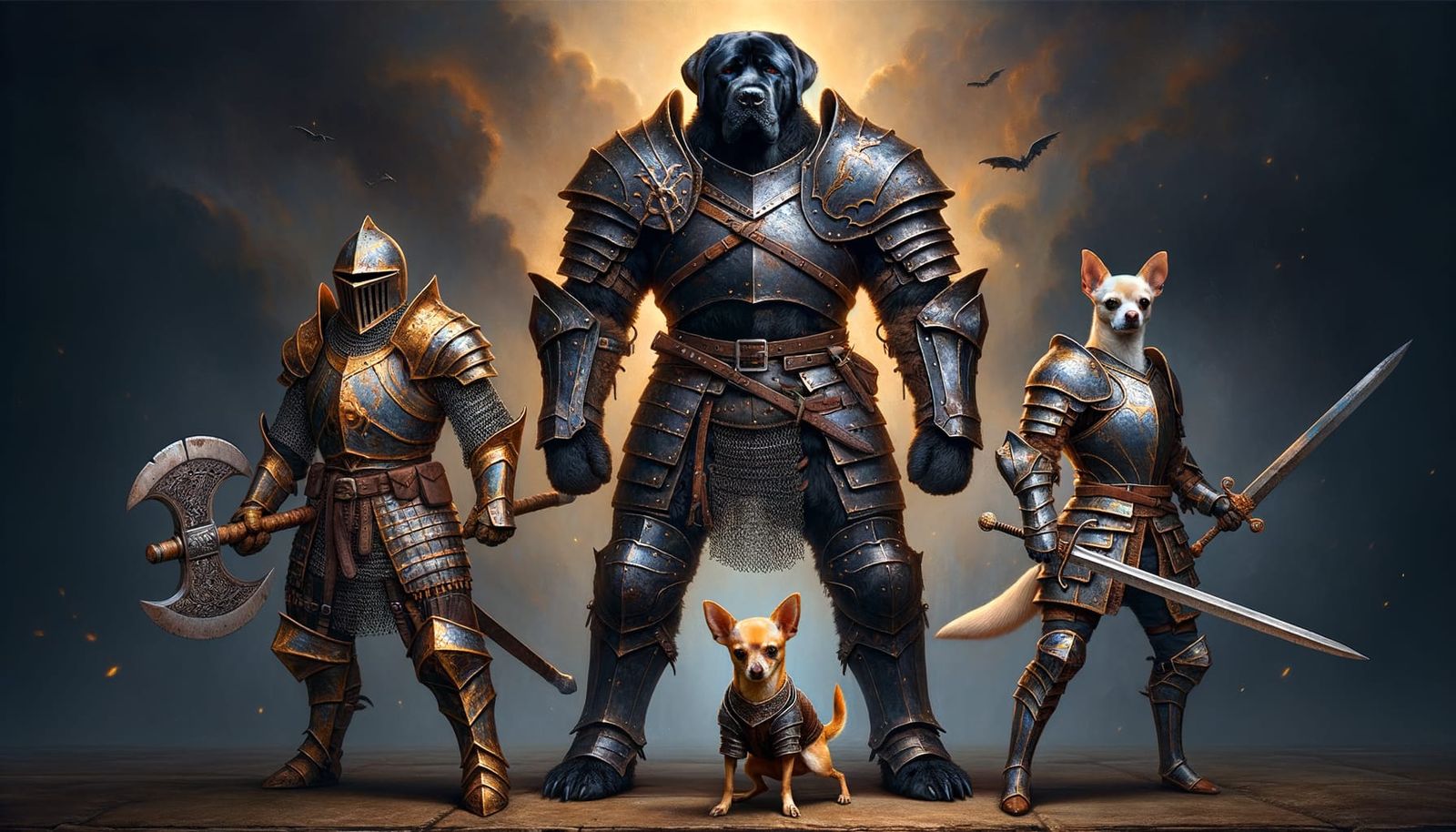 Medieval Fantasy Dogs in Leather Armor