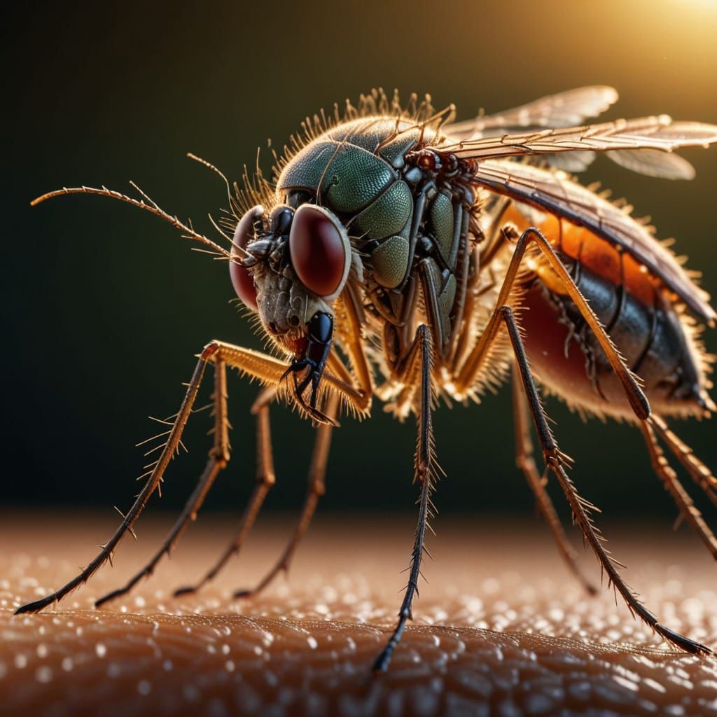 Mosquito Biting Arm: Hyper-Realistic Digital Art