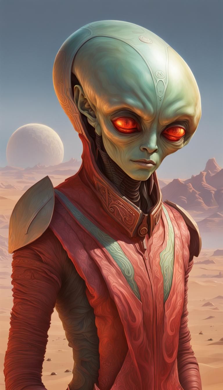 Alien Portrait in Hyperdetailed Art Nouveau Style