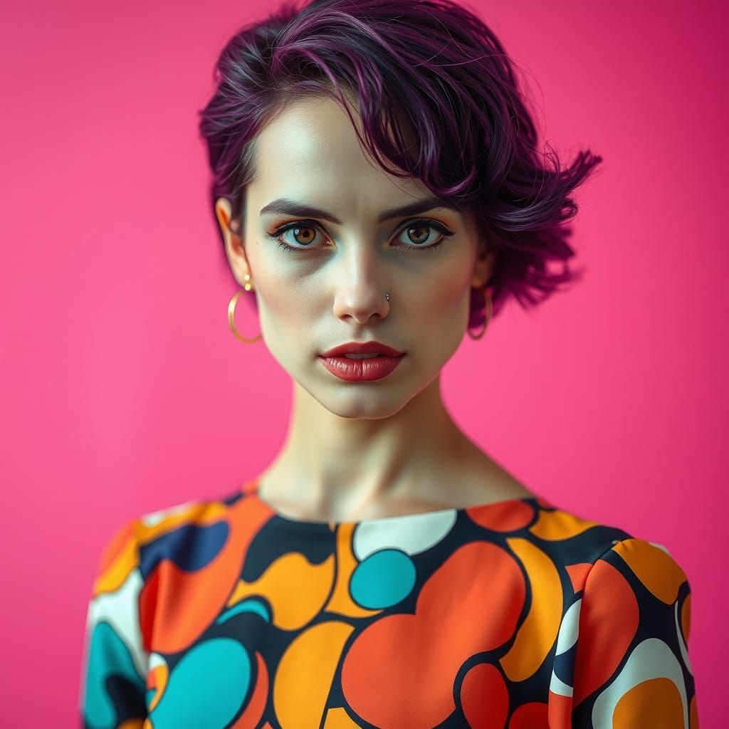 Vibrant Woman Portrait in Pop Art Style