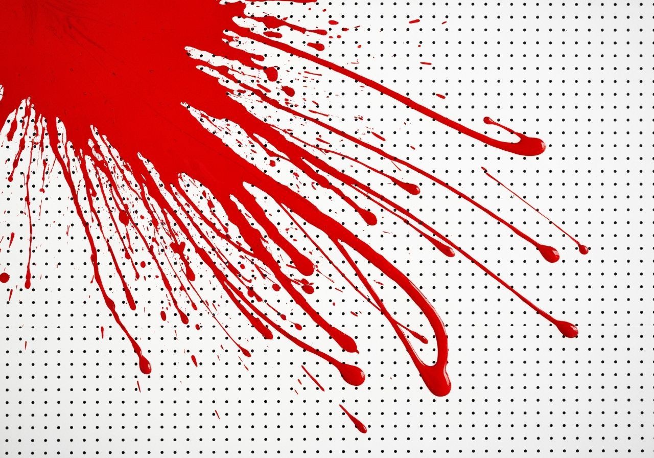 Abstract Expressionism in Red Splatters and Black Dots