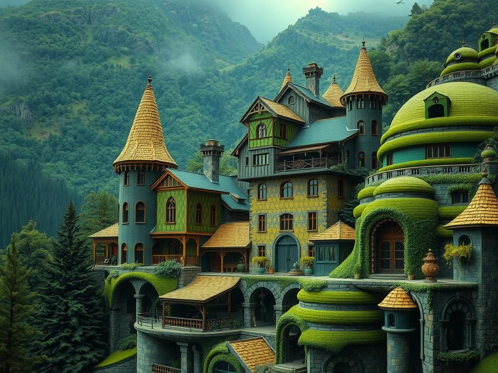 Dreamlike Folk Apartments in Emerald Valley, Hyperdetailed