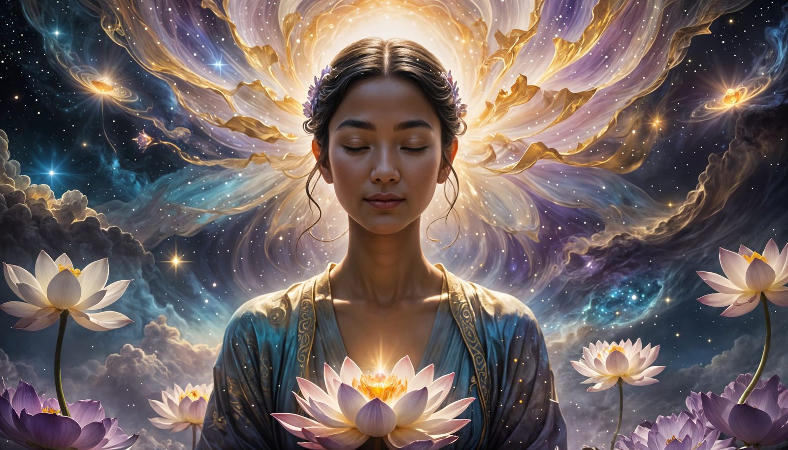 Ethereal Nirvana: A Realistic Painting Inspired by Indian Li...