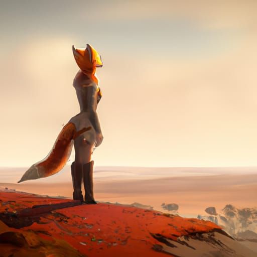 Fox Lady in Fantasy Landscape Concept Art
