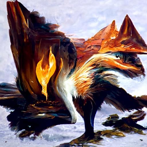 Elemental Fox in Oil Painting Style