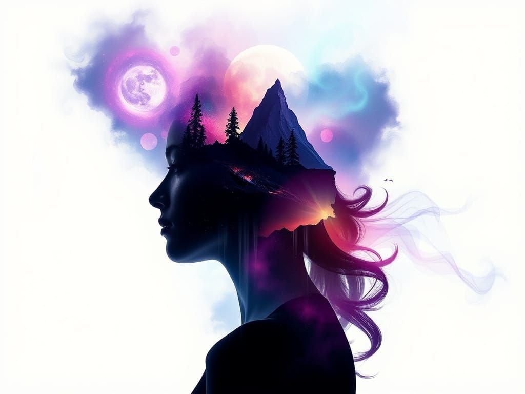 Cosmic Dreamscape in Elegant Silhouette