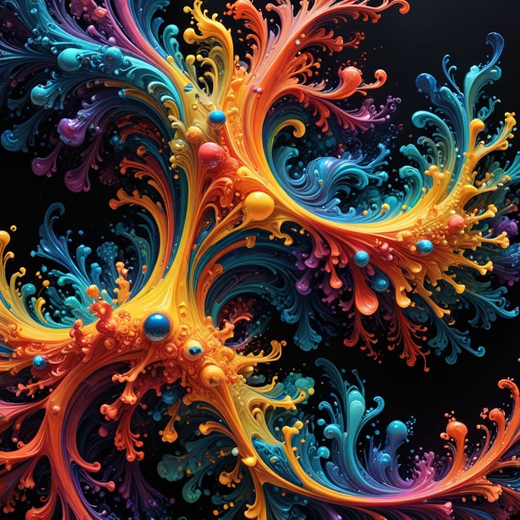 Colorful Ferrofluid Abstract Art on Otherworldly Canvas