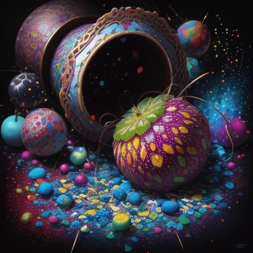 Chaotic Still Life in Geometric Pointillism