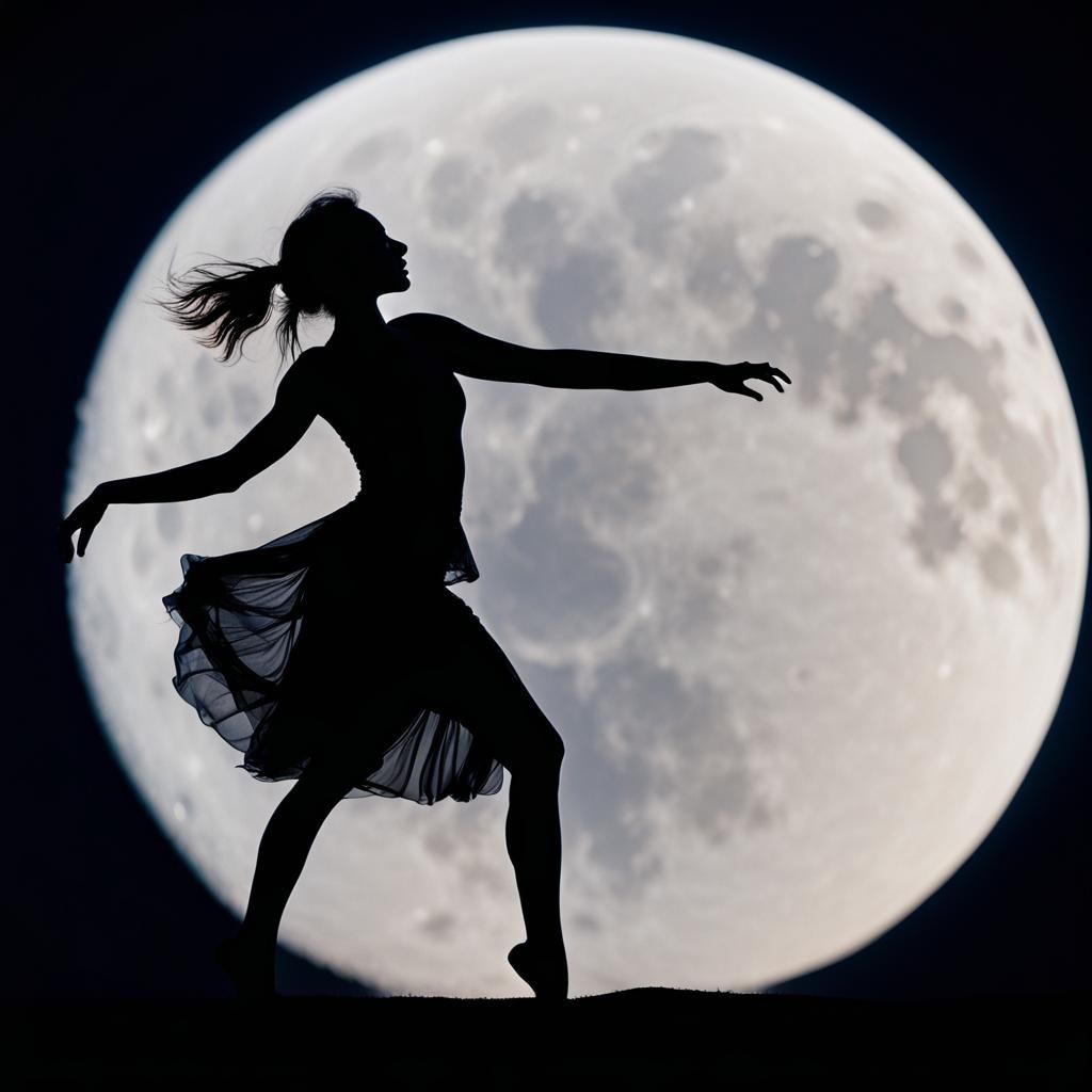 Dancing Woman Silhouetted Against the Moon