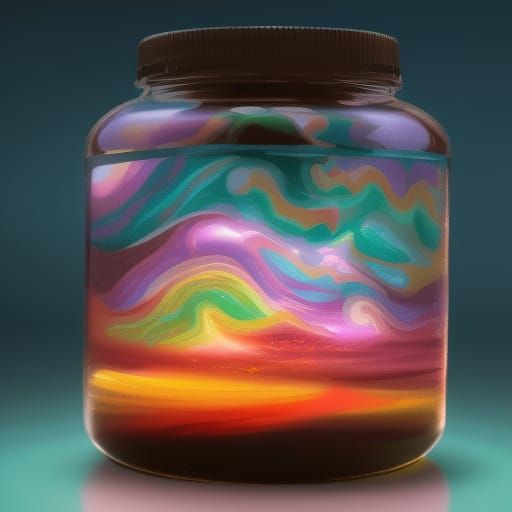 Glowing Thunderstorm in Crystal Jar, Astral Illustration
