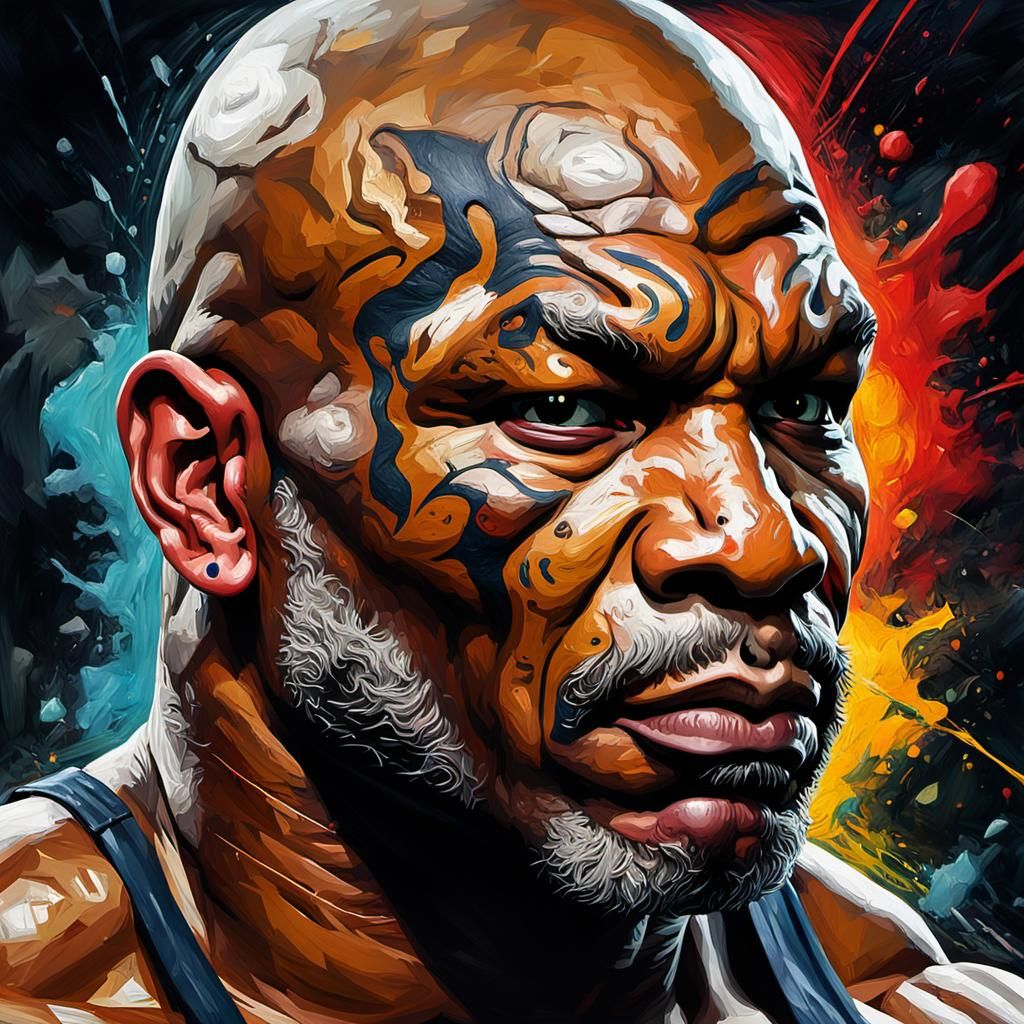 Grotesque Mike Tyson in Gothic Impressionist Style