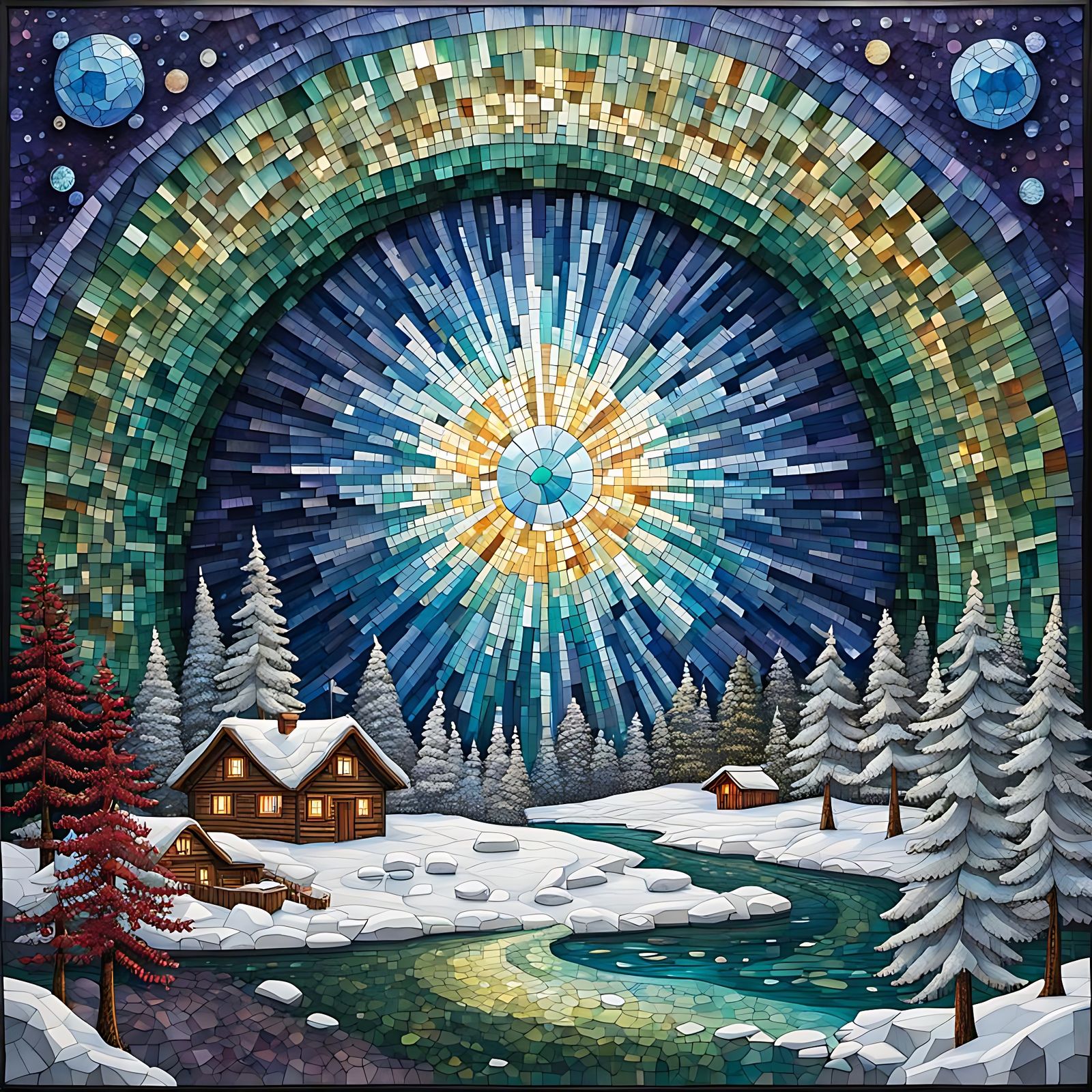 Lapland Gemstone Mosaic Captures the Northern Lights