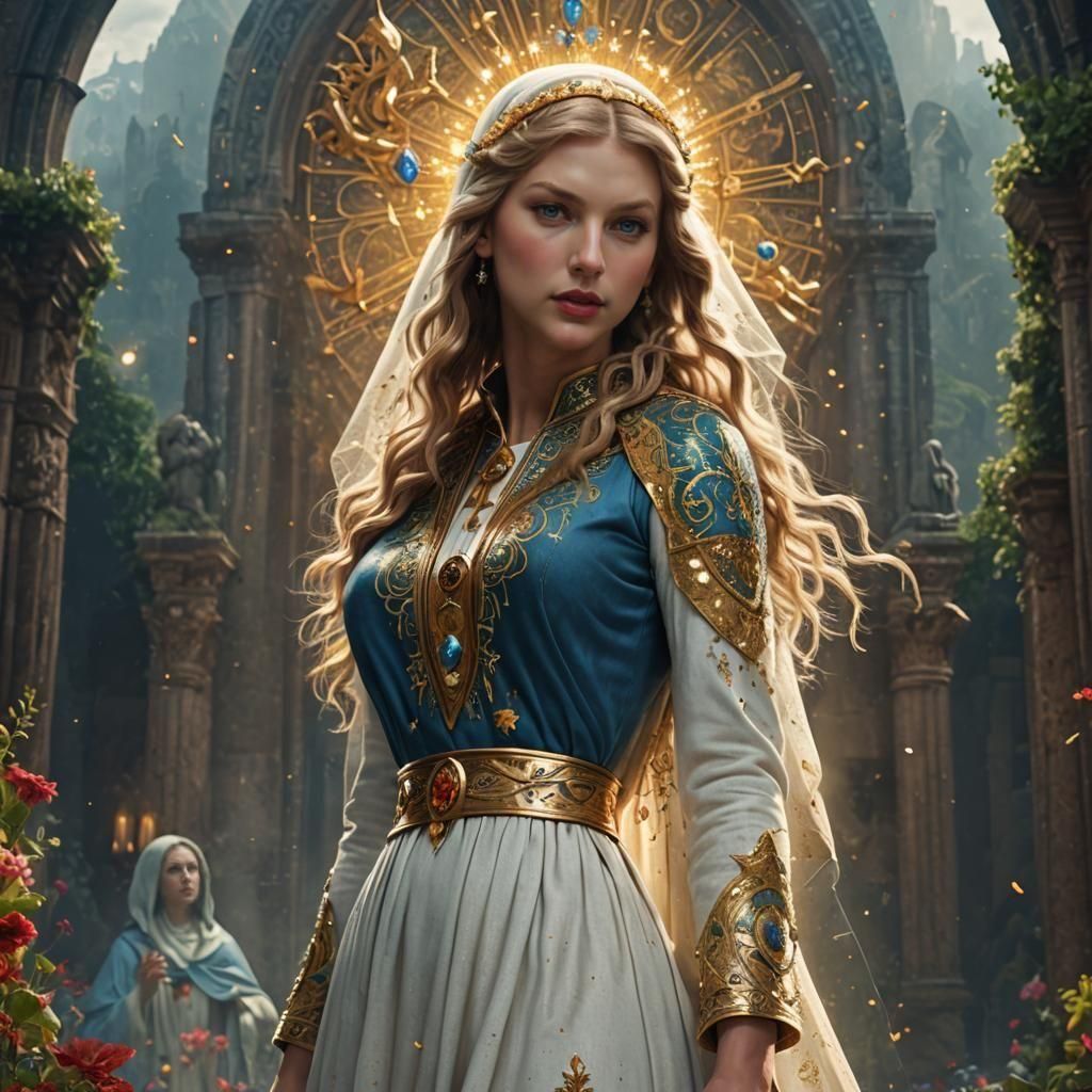 Saint Taylor Swift as Virgin Mary: Detailed Matte Painting