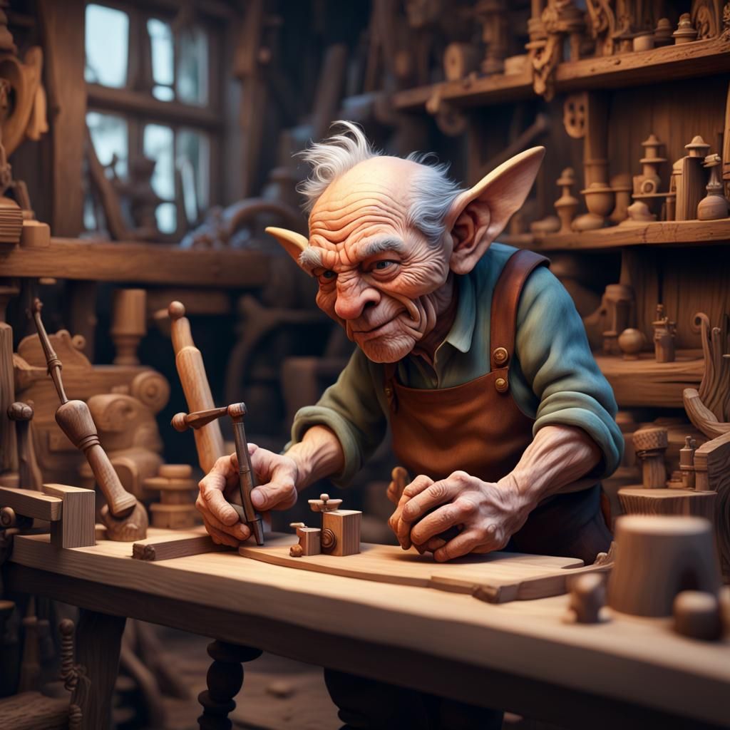 Goblin Carpenter's Workshop in High Fantasy Style