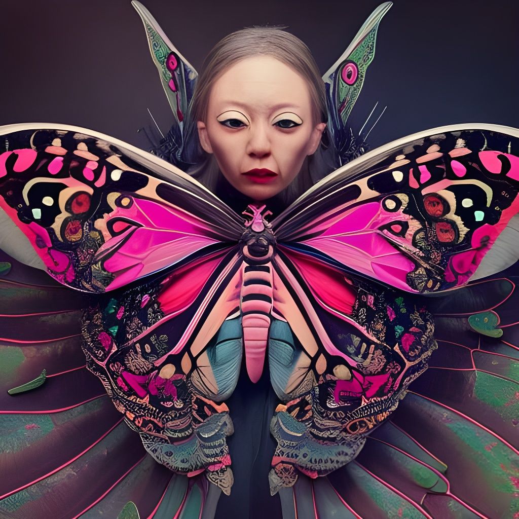 Surreal Butterfly Woman: Fantasy Art Portrait