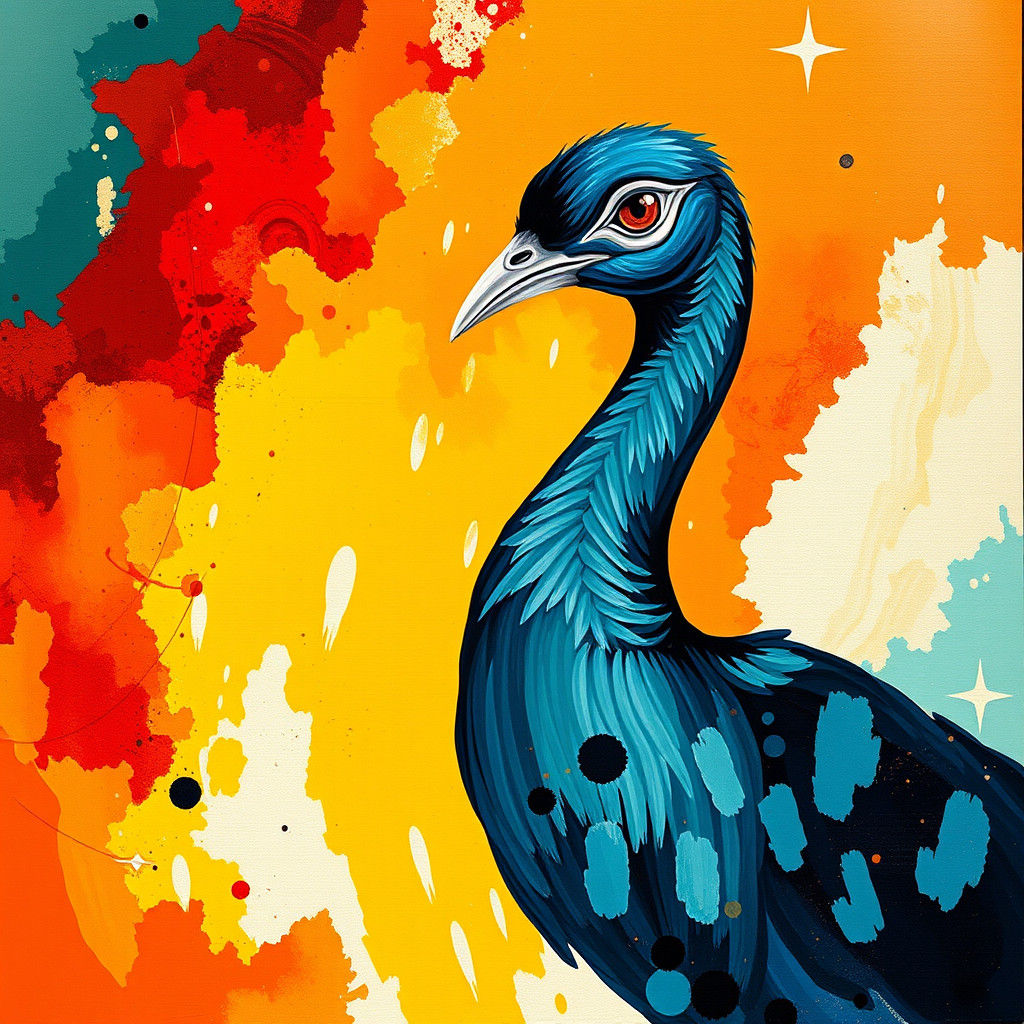 Abstract Turkey Portrait in Complementary Colors