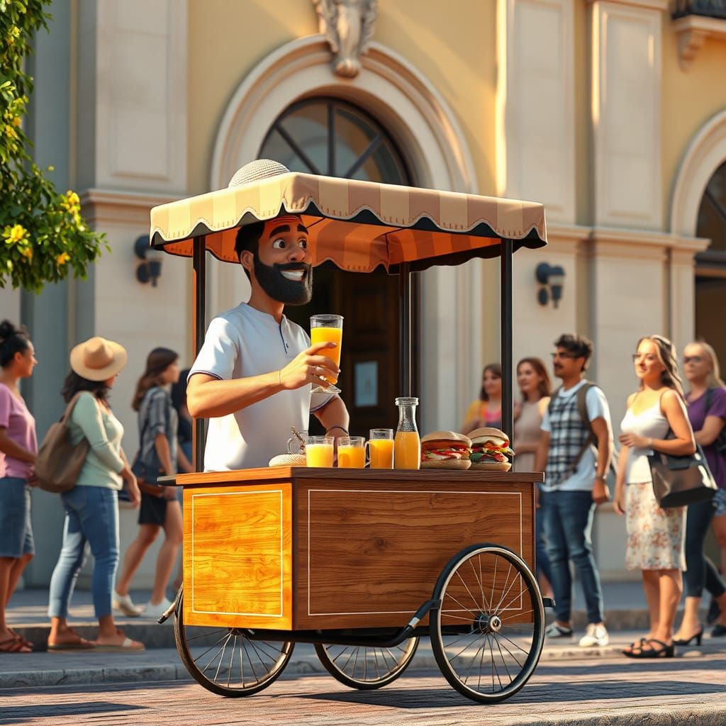 Barranco Juice Vendor in Pixar 3D Style