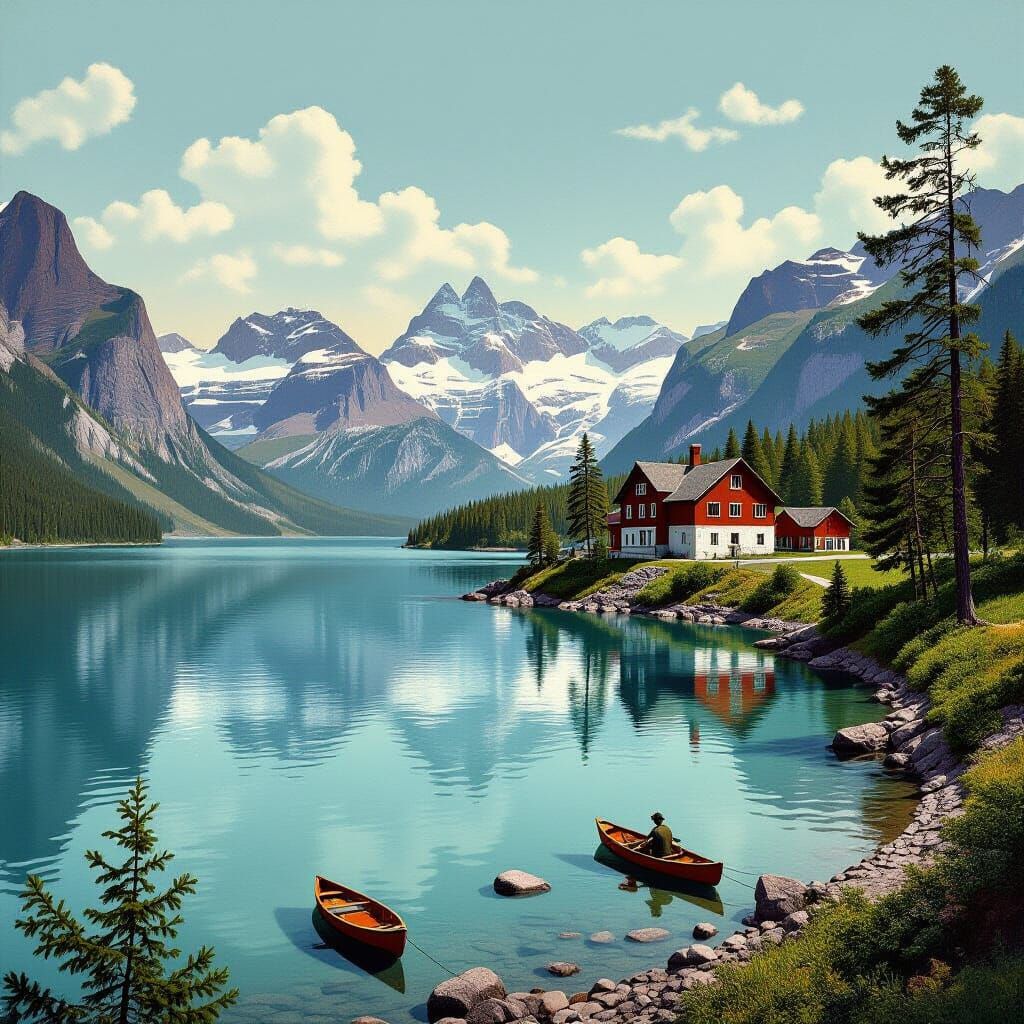 Vintage Photochromolithograph Print