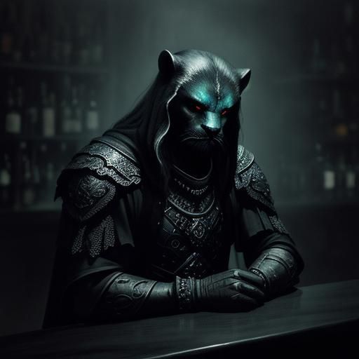 Otter Warrior at Bar: Dark Fantasy Illustration