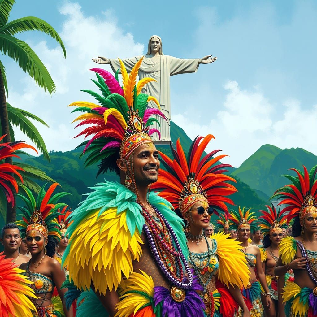 Vibrant Carnival Celebration in Rio's Tropical Paradise