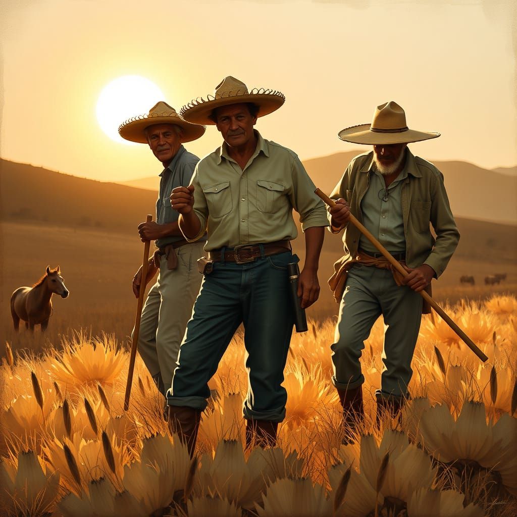 Arid Field: Three Peasants Under the Sun