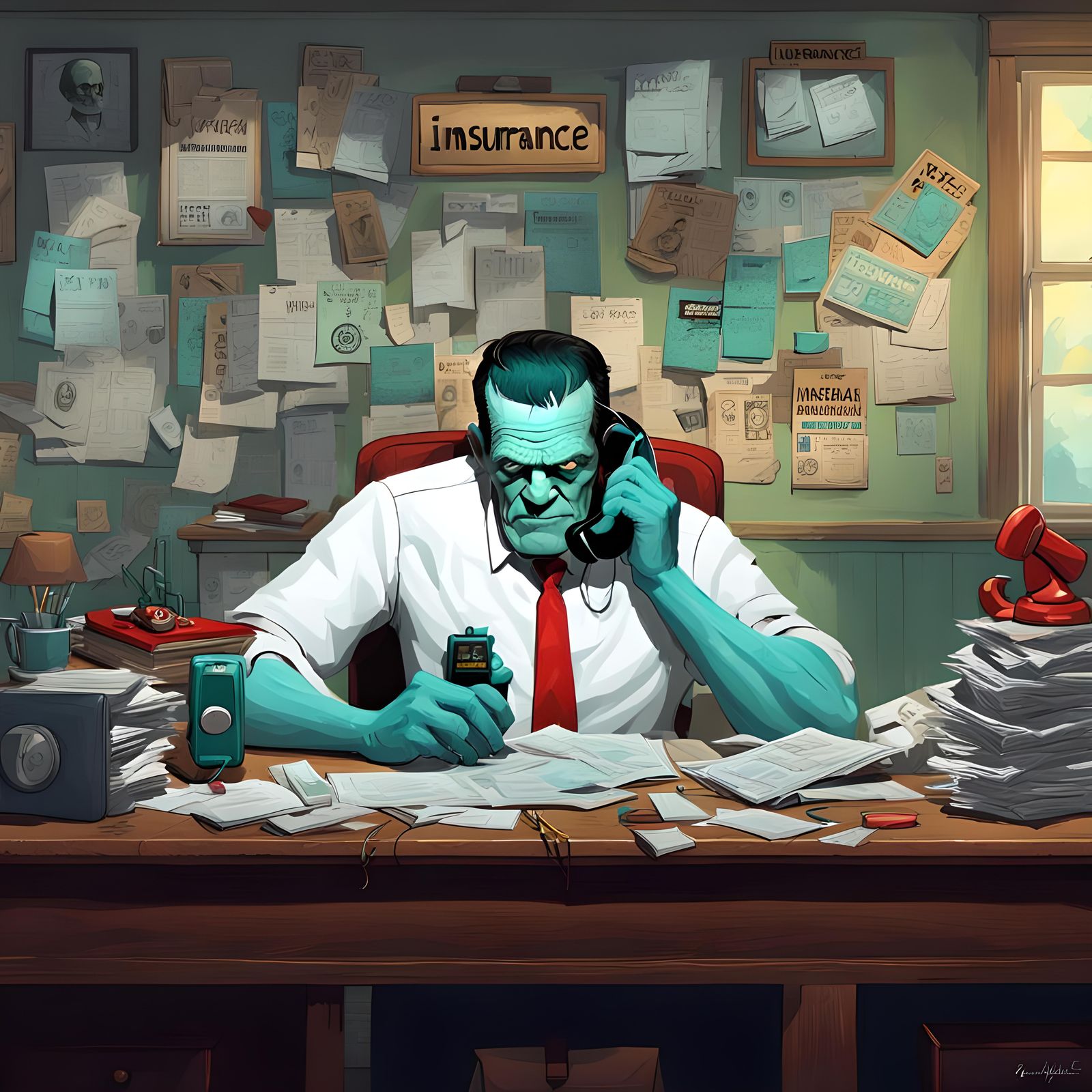 Frankenstein's Insurance: Hyperdetailed Concept Art