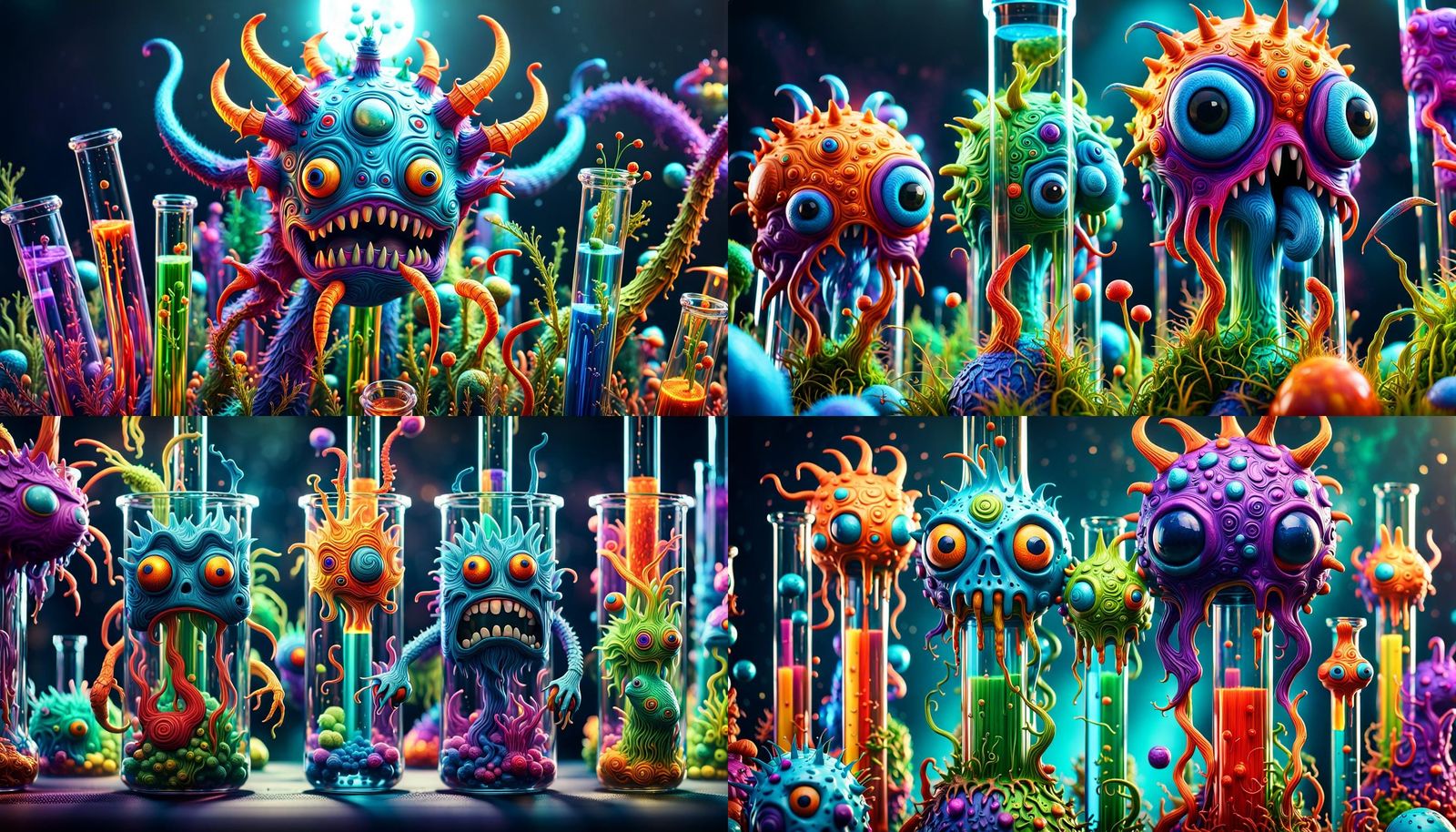Psychedelic Lab-Grown Monsters in Test Tubes