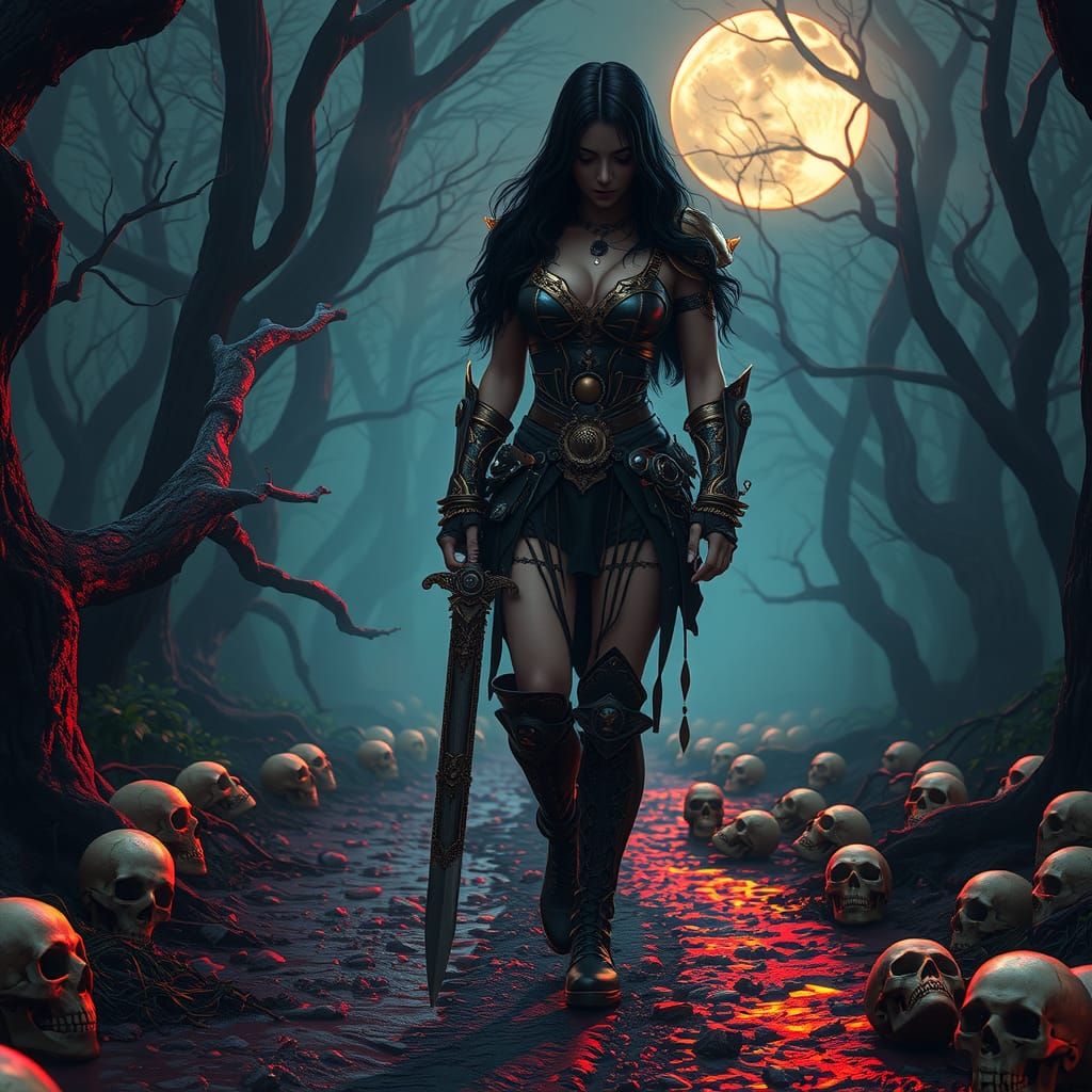 Steampunk Barbarian in a Dark Forest