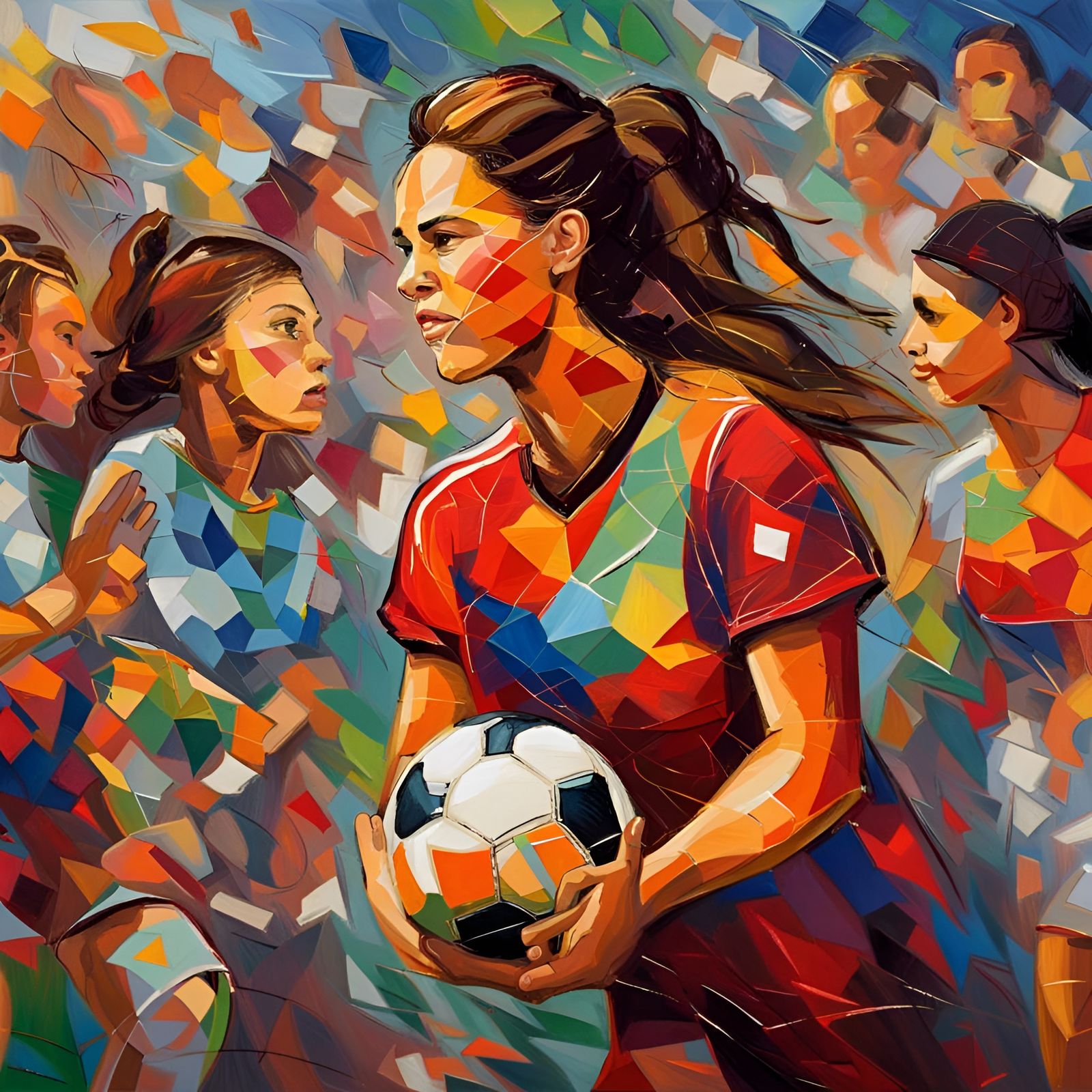 Women's World Cup Game in Expressionist Oil Painting