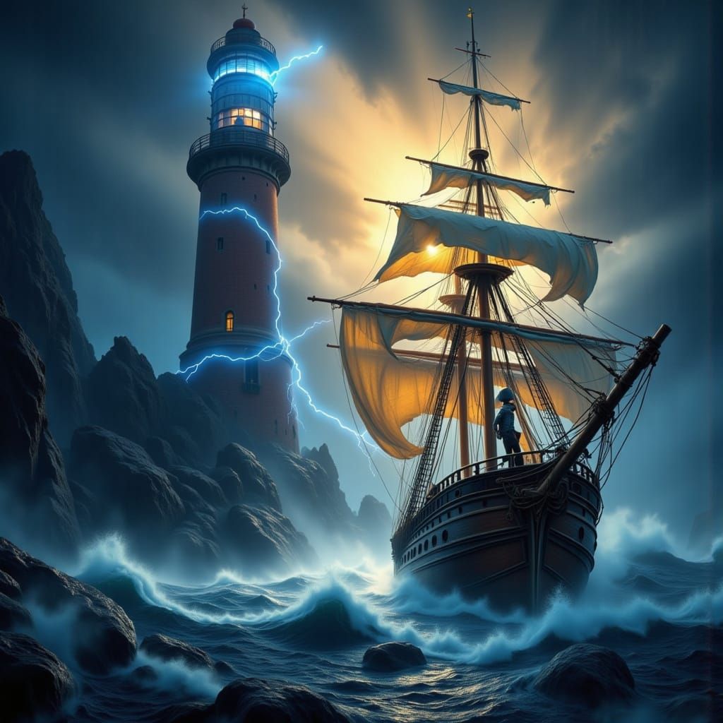 When the lightning struck, the beacon flared. The pirate sto...
