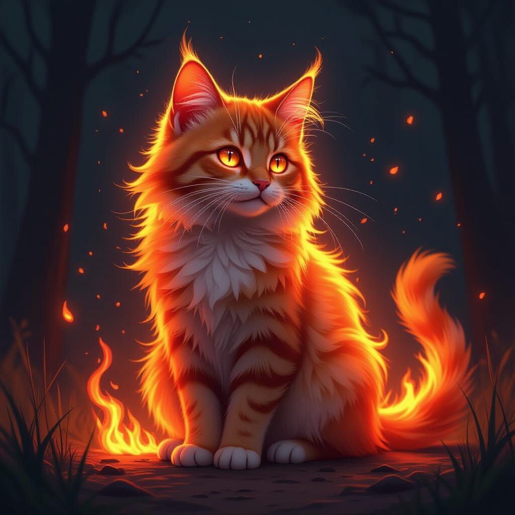 Inferno Cat: A Fiery Feline in Digital Art