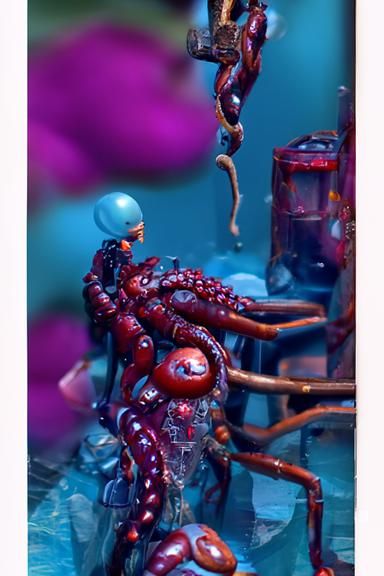 Biopunk Octopus Diorama: Medusa Robot Fusion