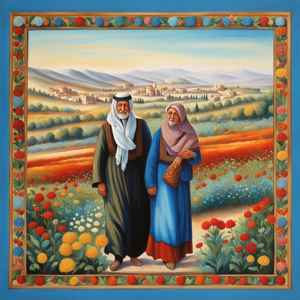 Peaceful Palestinian Life in a Flower-Filled Landscape