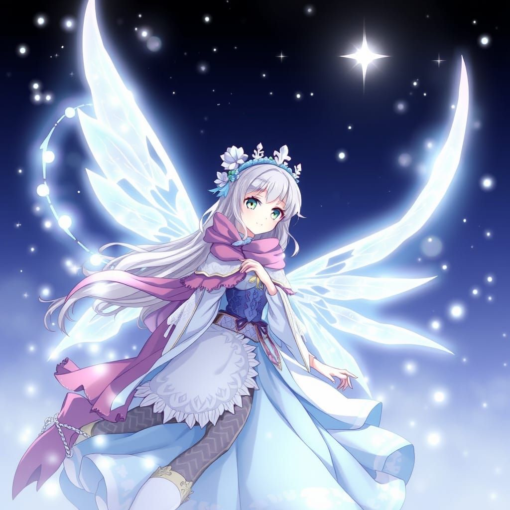 Ethereal Winter Fairy in Anime Style