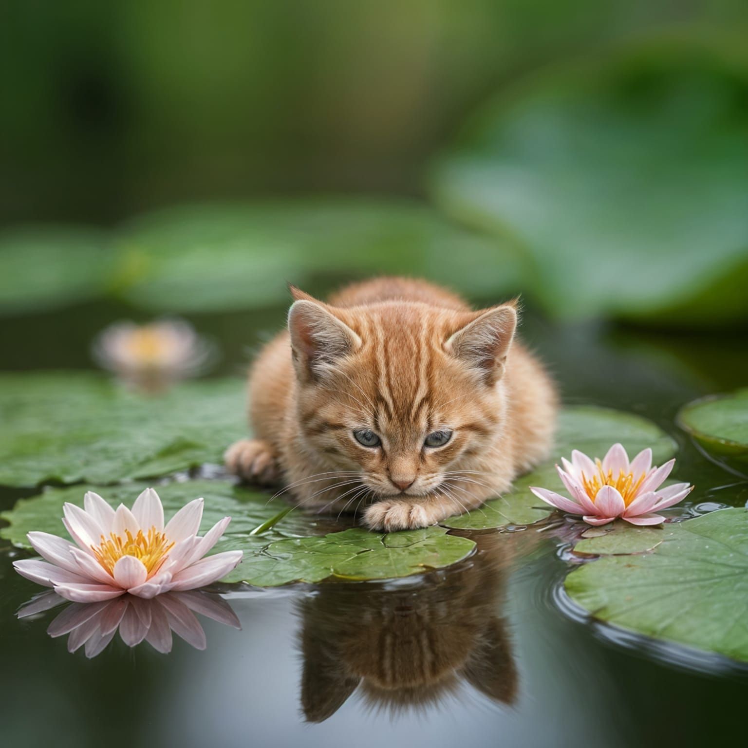 Kitty on a Lily Pad