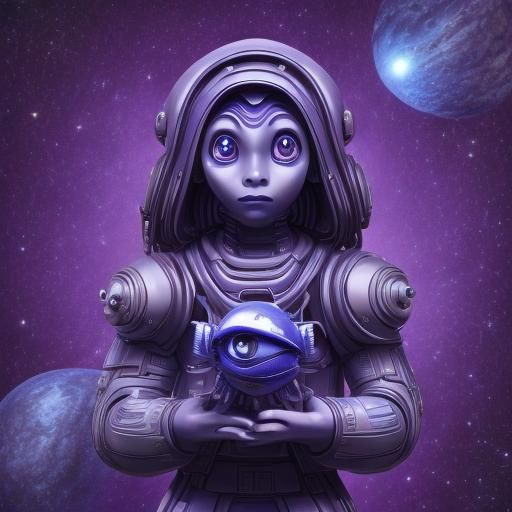 Indigo Alien on Faraway Planet in Sci-Fi Style