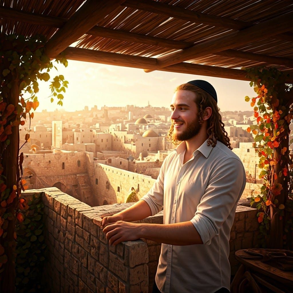 Sukkot Celebration in Jerusalem at Golden Hour