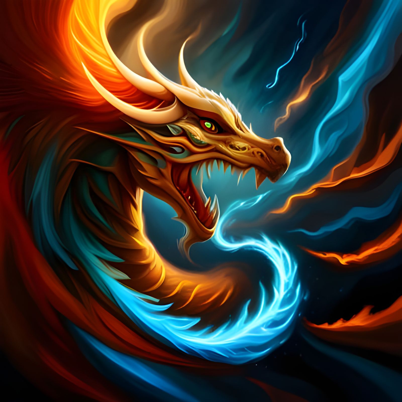 Majestic Fire Dragon with Glistening Scales